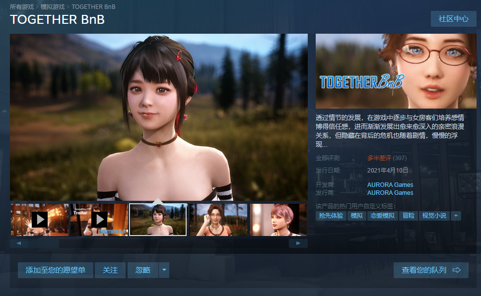 TOGETHER BnB多少钱 Steam价格一览