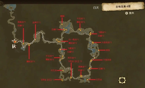 怪物猎人物语2古地龙巢各层怪物分布一览