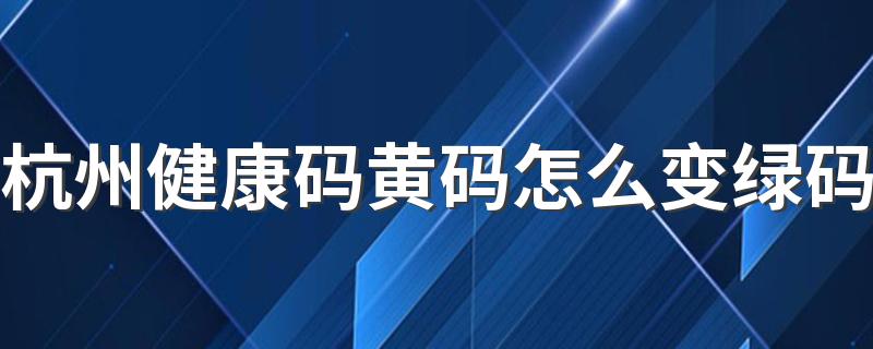 杭州健康码黄码怎么变绿码