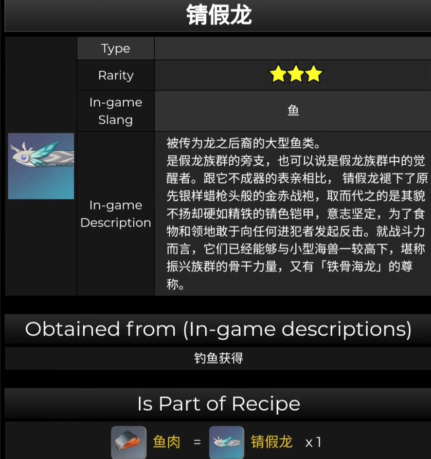 原神假龙及炮鲀鱼图鉴大全