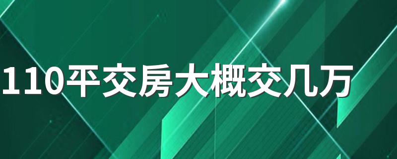 110平交房大概交几万 交房时怎么验收房屋