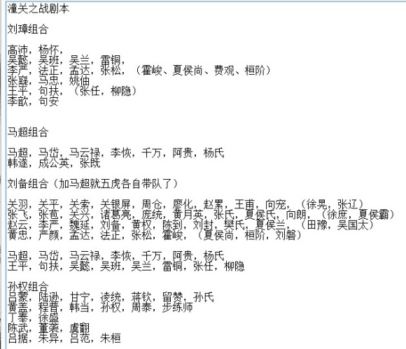 三国志14PK版潼关之战亲爱武将羁绊组合汇总