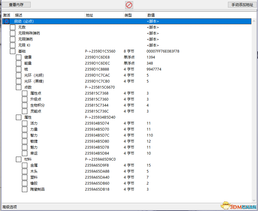 生化变种修改CE作弊分享