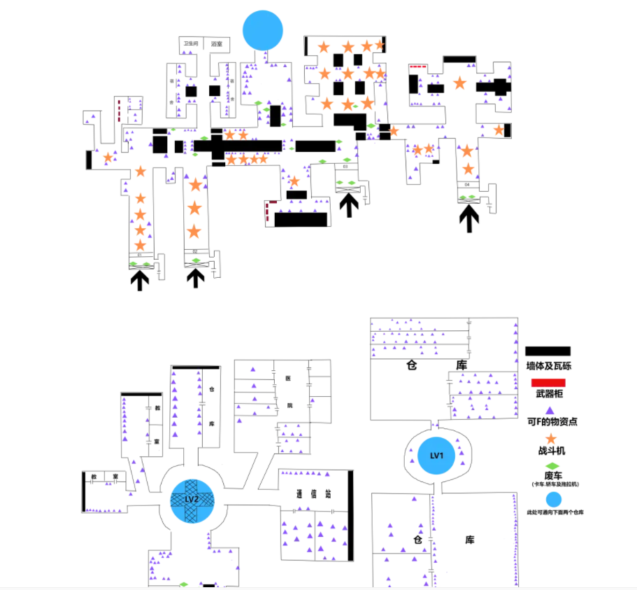 SCUM D4区域空军基地机库地图及物资分布