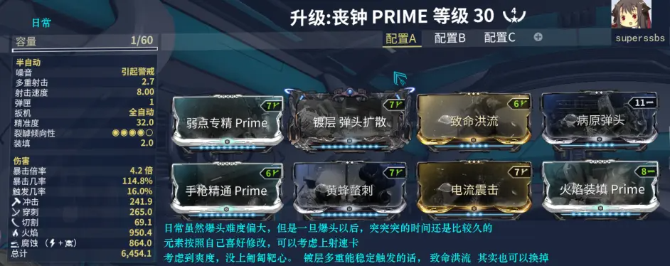 warframe星际战甲Harrow Prime配卡攻略