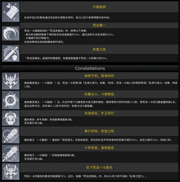 原神荒泷一斗技能及命之座详解