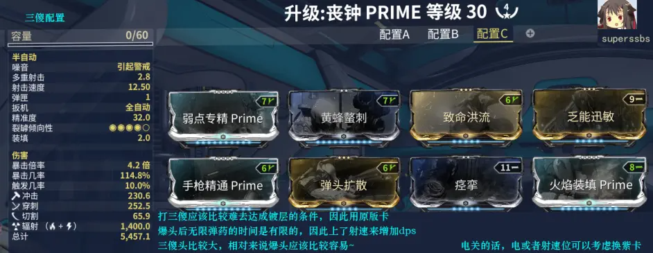 warframe星际战甲Harrow Prime配卡攻略