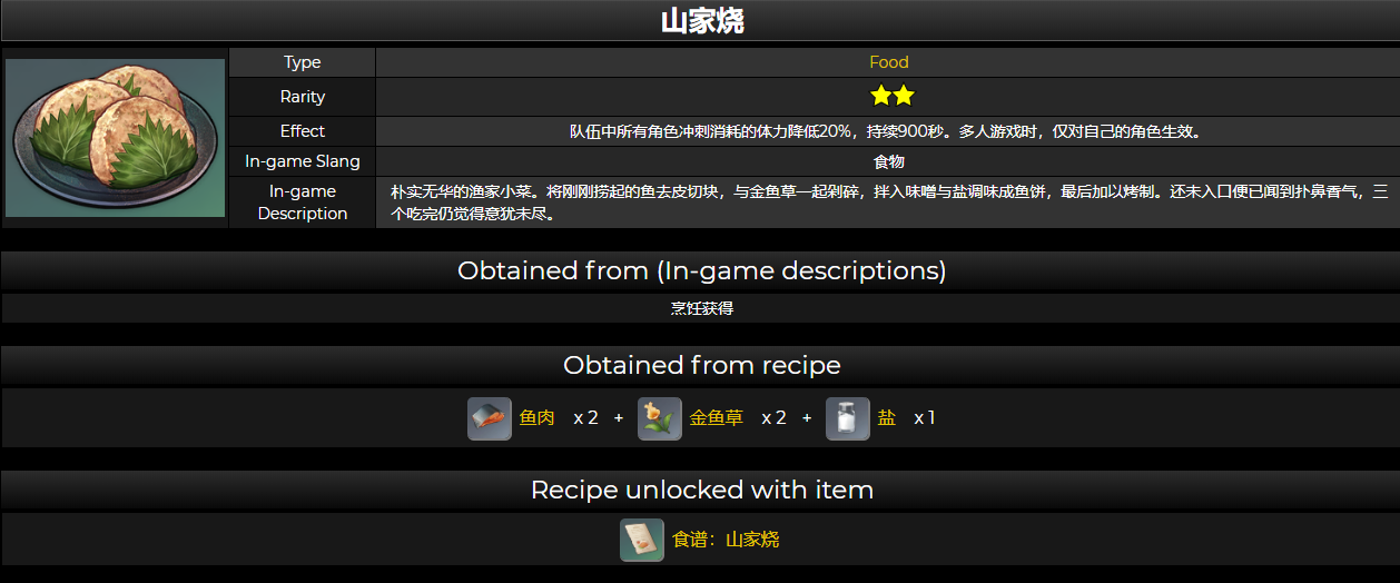 原神山家烧食谱配方介绍