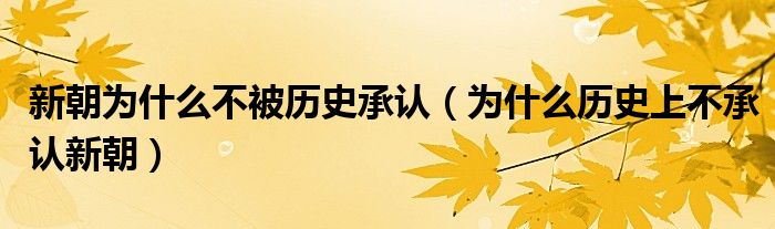 新朝为什么不被历史承认（为什么历史上不承认新朝）