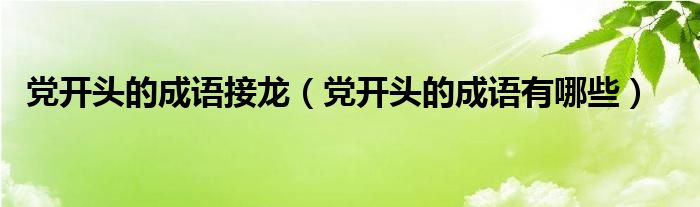 党开头的成语接龙（党开头的成语有哪些）