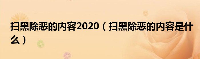 扫黑除恶的内容2020（扫黑除恶的内容是什么）