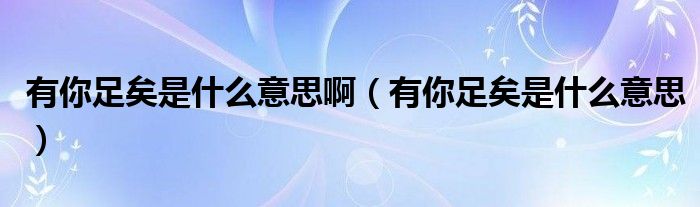 有你足矣是什么意思啊（有你足矣是什么意思）