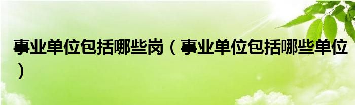 事业单位包括哪些岗（事业单位包括哪些单位）