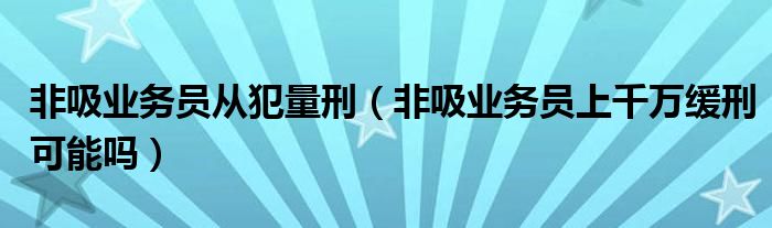 非吸业务员从犯量刑（非吸业务员上千万缓刑可能吗）