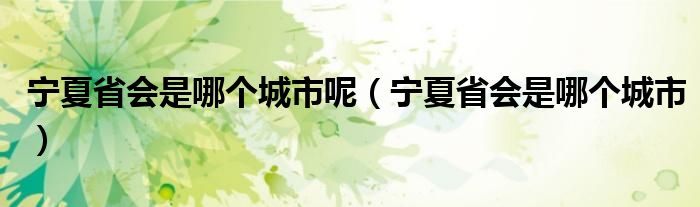 宁夏省会是哪个城市呢（宁夏省会是哪个城市）