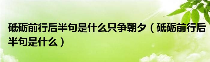 砥砺前行后半句是什么只争朝夕（砥砺前行后半句是什么）