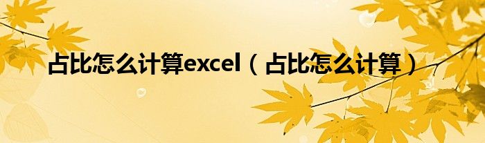 占比怎么计算excel（占比怎么计算）