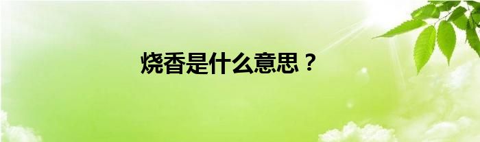 烧香是什么意思？