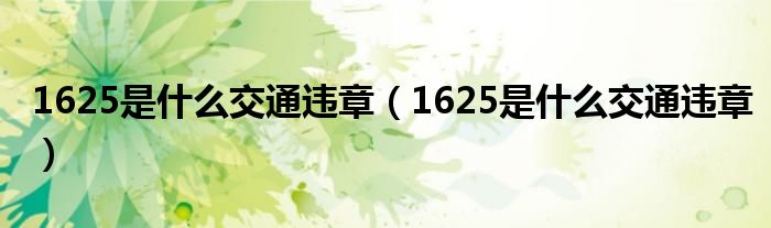 1625是什么交通违章（1625是什么交通违章）