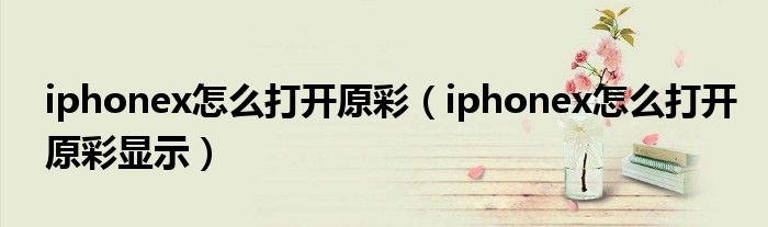 iphonex怎么打开原彩（iphonex怎么打开原彩显示）