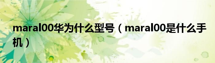 maral00华为什么型号（maral00是什么手机）