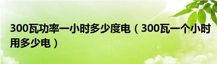 300瓦功率一小时多少度电（300瓦一个小时用多少电）