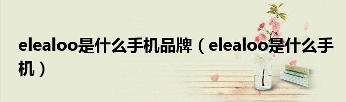 elealoo是什么手机品牌（elealoo是什么手机）