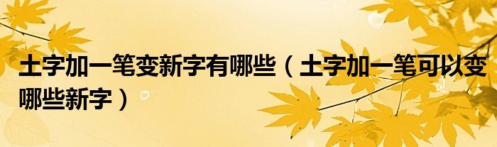 土字加一笔变新字有哪些（土字加一笔可以变哪些新字）