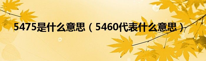 5475是什么意思（5460代表什么意思）