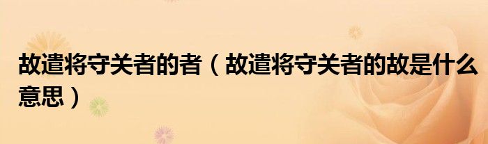 故遣将守关者的者（故遣将守关者的故是什么意思）