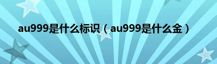 au999是什么标识（au999是什么金）