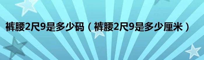 裤腰2尺9是多少码（裤腰2尺9是多少厘米）