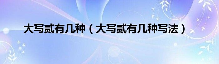 大写贰有几种（大写贰有几种写法）