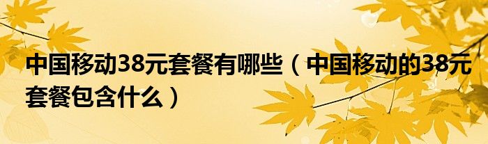 中国移动38元套餐有哪些（中国移动的38元套餐包含什么）