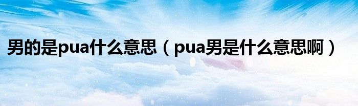 男的是pua什么意思（pua男是什么意思啊）