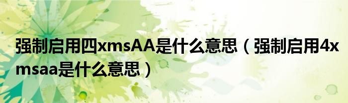 强制启用四xmsAA是什么意思（强制启用4xmsaa是什么意思）