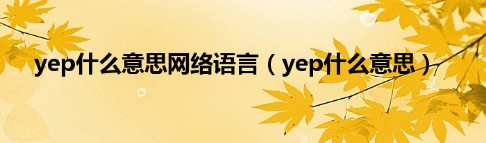 yep什么意思网络语言（yep什么意思）