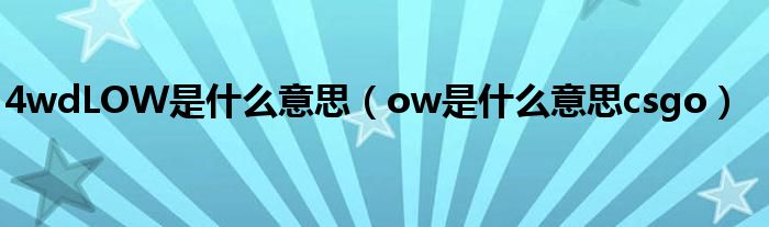 4wdLOW是什么意思（ow是什么意思csgo）