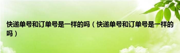 快递单号和订单号是一样的吗（快递单号和订单号是一样的吗）