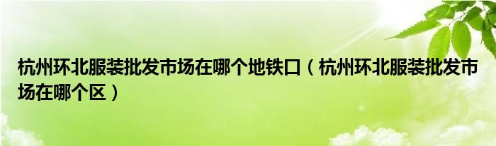 杭州环北服装批发市场在哪个地铁口（杭州环北服装批发市场在哪个区）