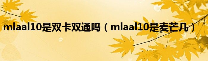 mlaal10是双卡双通吗（mlaal10是麦芒几）