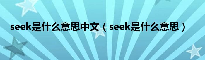 seek是什么意思中文（seek是什么意思）