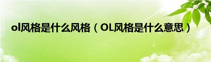 ol风格是什么风格（OL风格是什么意思）