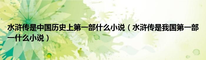 水浒传是中国历史上第一部什么小说（水浒传是我国第一部一什么小说）