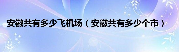 安徽共有多少飞机场（安徽共有多少个市）