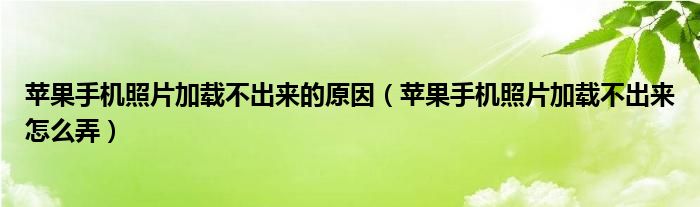 苹果手机照片加载不出来的原因（苹果手机照片加载不出来怎么弄）