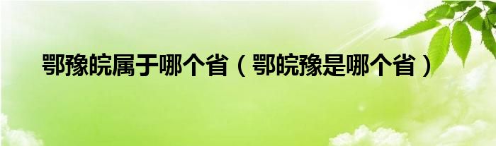 鄂豫皖属于哪个省（鄂皖豫是哪个省）