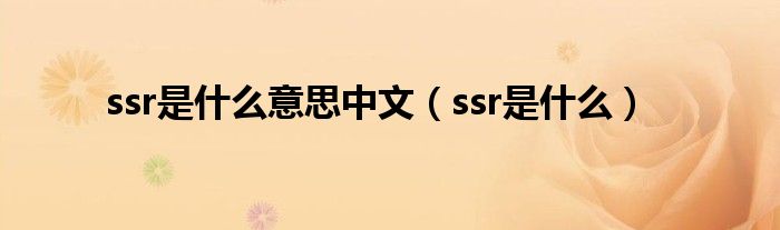 ssr是什么意思中文（ssr是什么）