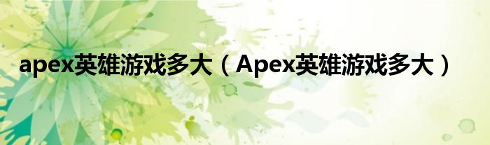 apex英雄游戏多大（Apex英雄游戏多大）