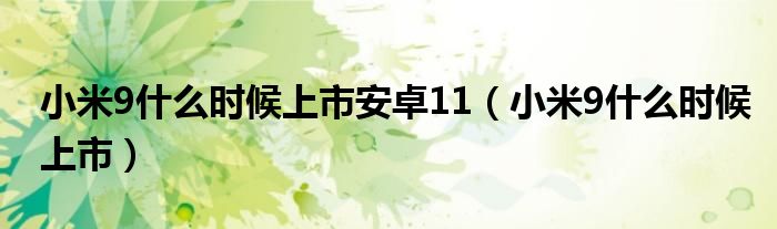 小米9什么时候上市安卓11（小米9什么时候上市）